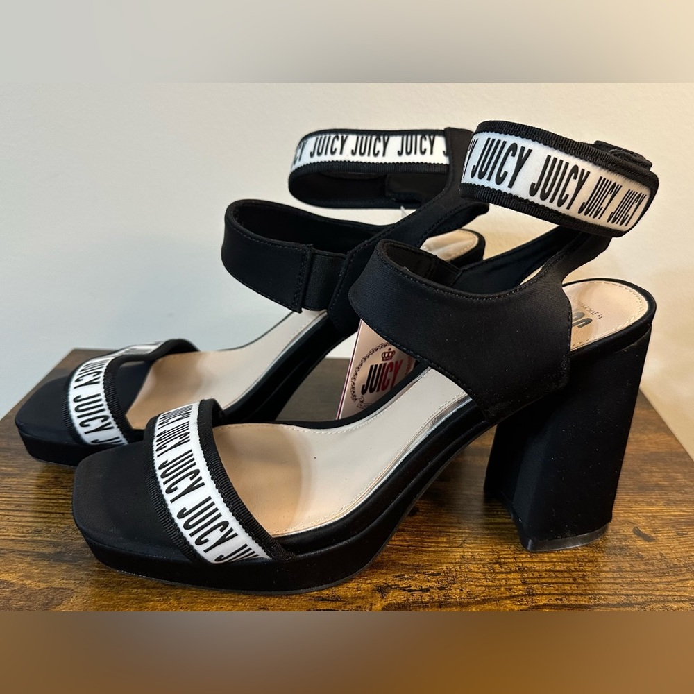 Juicy Couture Womens JUICY GLISSA BLACK High Heeled Ankle Strap Sandal s…
